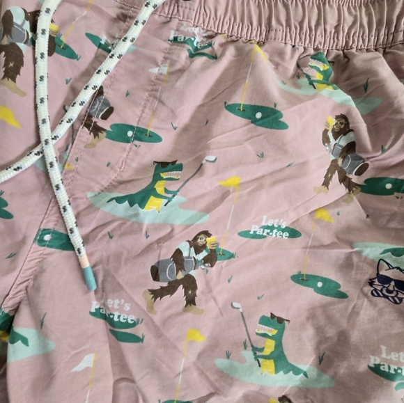 Party Pants Mens Xl Pink Surfing Print Swim Shorts - Picture 6 of 9